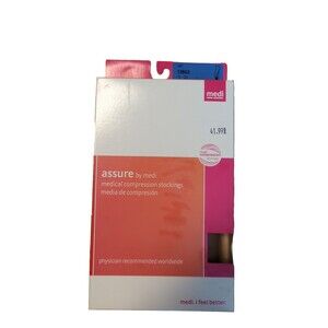 Assure Medi Medical Compression Stockings Large Beige Calf Closed Toe 12603